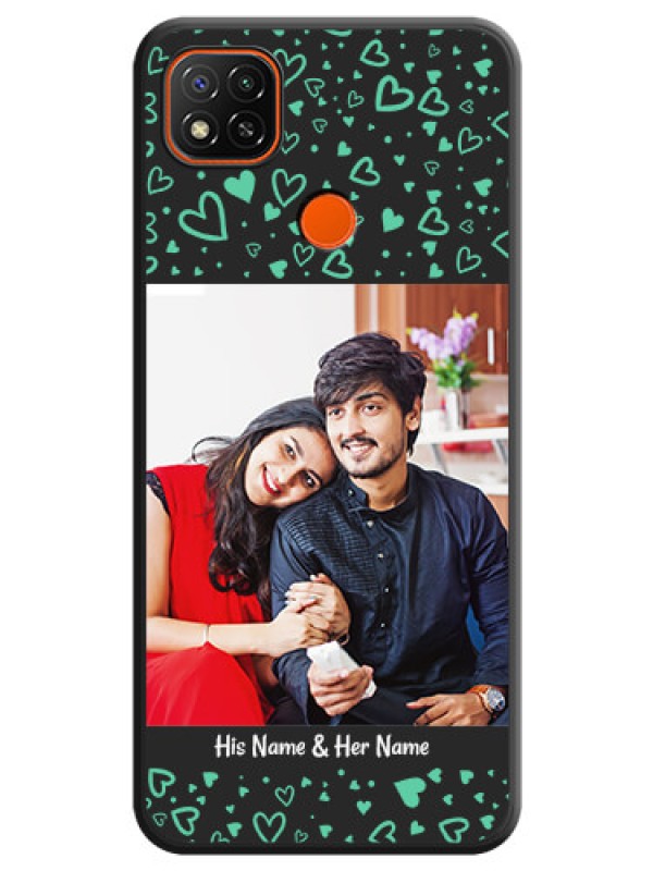 Custom Sea Green Indefinite Love Pattern on Photo on Space Black Soft Matte Mobile Cover - Redmi 9 Activ