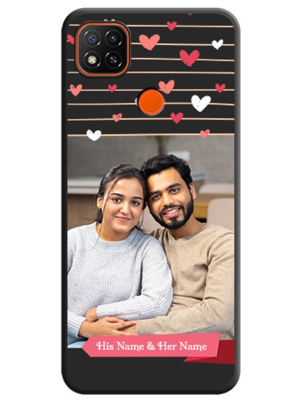 Custom Love Pattern with Name on Pink Ribbon  on Photo on Space Black Soft Matte Back Cover - Redmi 9 Activ