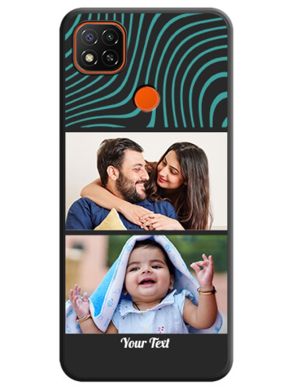 Custom Wave Pattern with 2 Image Holder on Space Black Personalized Soft Matte Phone Covers - Redmi 9 Activ