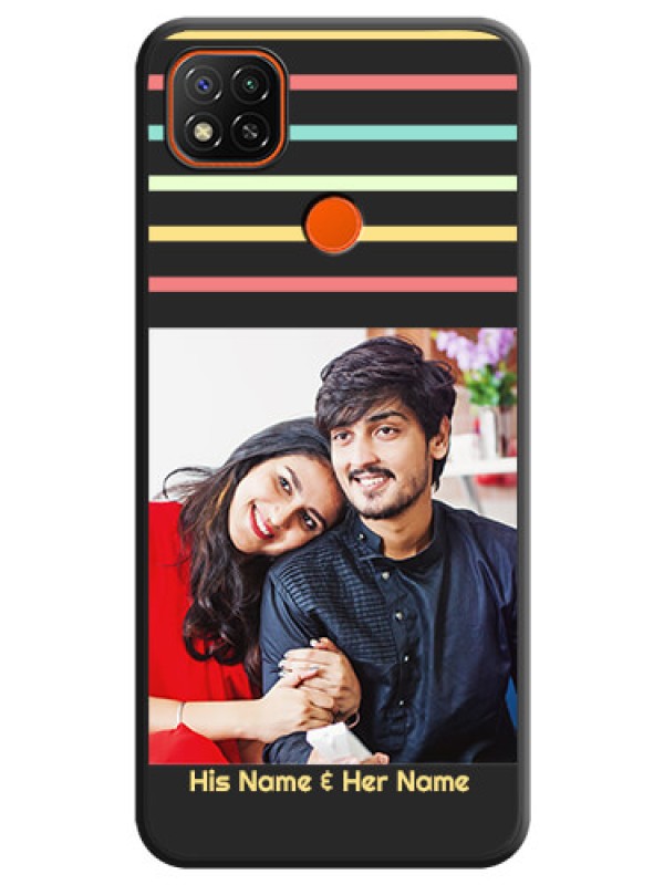 Custom Color Stripes with Photo and Text on Photo on Space Black Soft Matte Mobile Case - Redmi 9 Activ