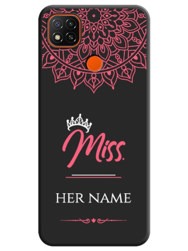 Custom Mrs Name with Floral Design on Space Black Personalized Soft Matte Phone Covers - Redmi 9 Activ