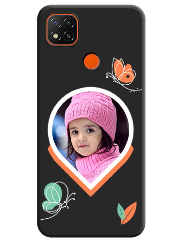 Custom Upload Pic With Simple Butterly Design On Space Black Personalized Soft Matte Phone Covers -Xiaomi Redmi 9 Activ