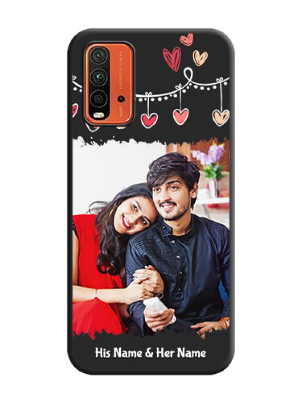 Custom Pink Love Hangings with Name on Space Black Custom Soft Matte Phone Cases - Redmi 9 Power