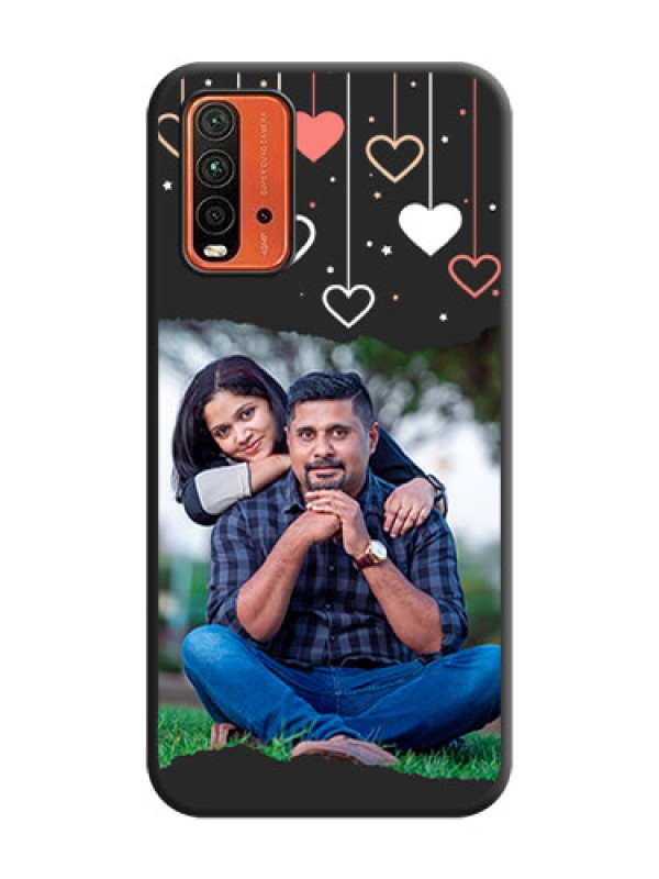 Custom Love Hangings with Splash Wave Picture on Space Black Custom Soft Matte Phone Back Cover - Redmi 9 Power