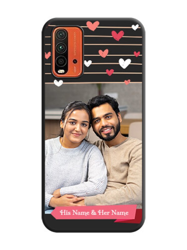Custom Love Pattern with Name on Pink Ribbon  on Photo on Space Black Soft Matte Back Cover - Redmi 9 Power