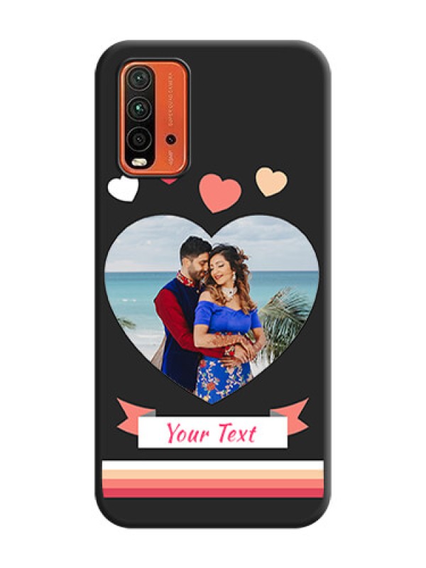 Custom Love Shaped Photo with Colorful Stripes on Personalised Space Black Soft Matte Cases - Redmi 9 Power