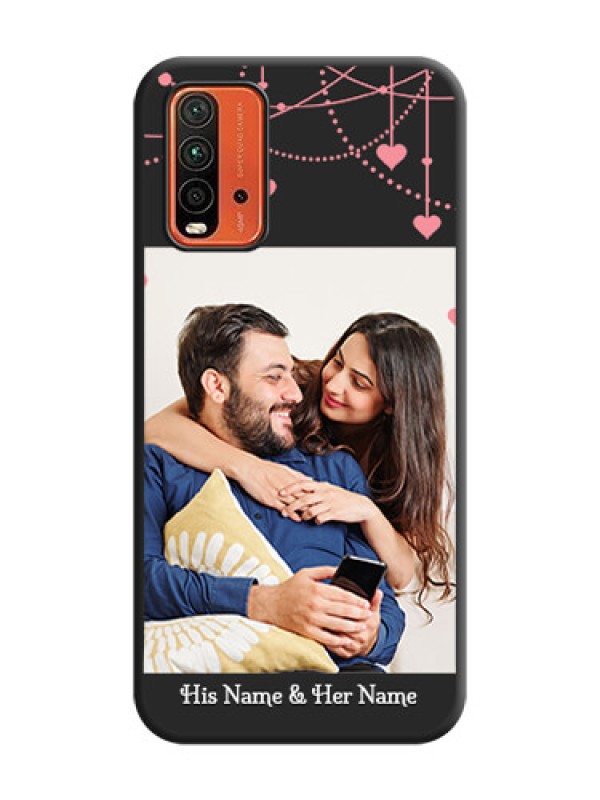 Custom Pink Love Hangings with Text on Space Black Custom Soft Matte Back Cover - Redmi 9 Power