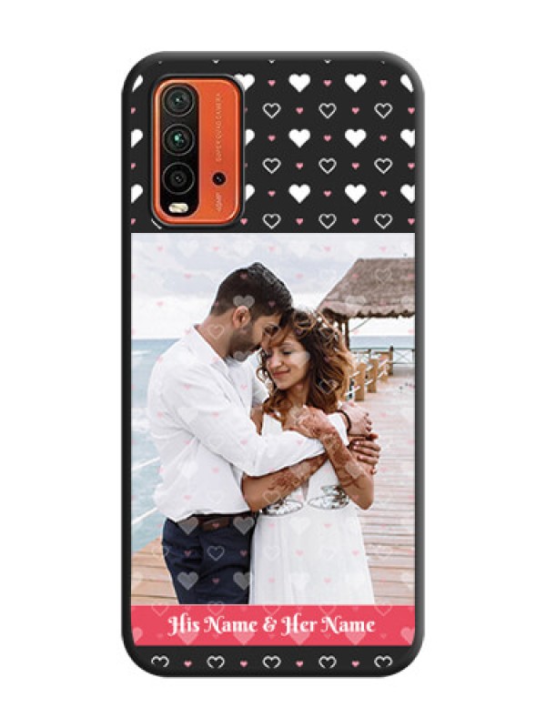 Custom White Color Love Symbols with Text Design on Photo on Space Black Soft Matte Phone Cover - Redmi 9 Power