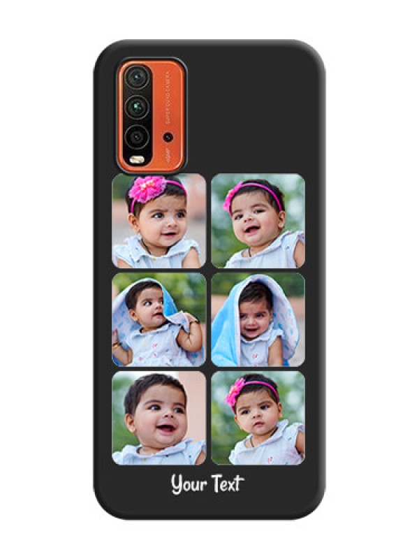 Custom Floral Art with 6 Image Holder on Photo on Space Black Soft Matte Mobile Case - Redmi 9 Power