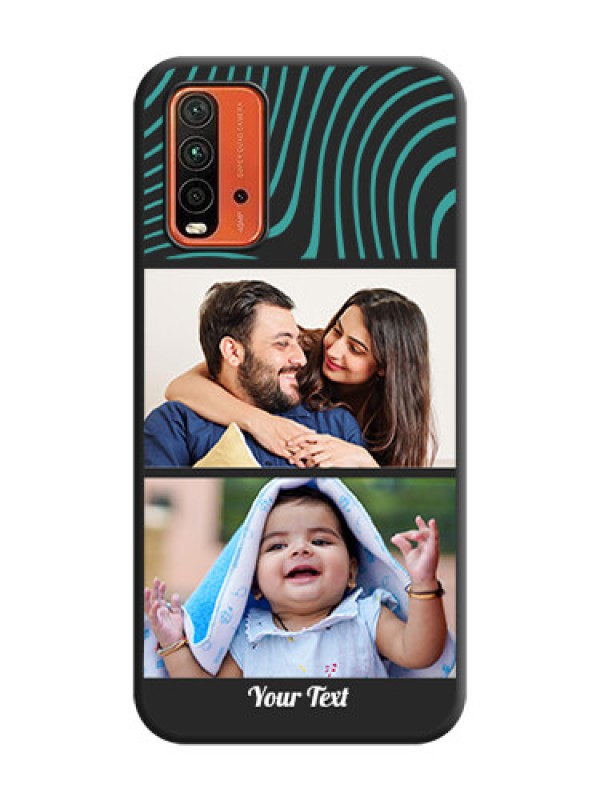 Custom Wave Pattern with 2 Image Holder on Space Black Personalized Soft Matte Phone Covers - Redmi 9 Power