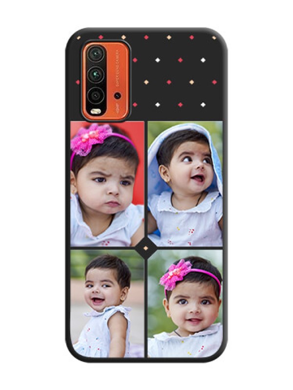 Custom Multicolor Dotted Pattern with 4 Image Holder on Space Black Custom Soft Matte Phone Cases - Redmi 9 Power