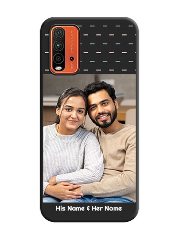 Custom Line Pattern Design with Text on Space Black Custom Soft Matte Phone Back Cover - Redmi 9 Power