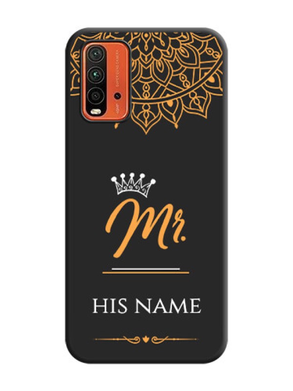 Custom Mr Name with Floral Design  on Personalised Space Black Soft Matte Cases - Redmi 9 Power