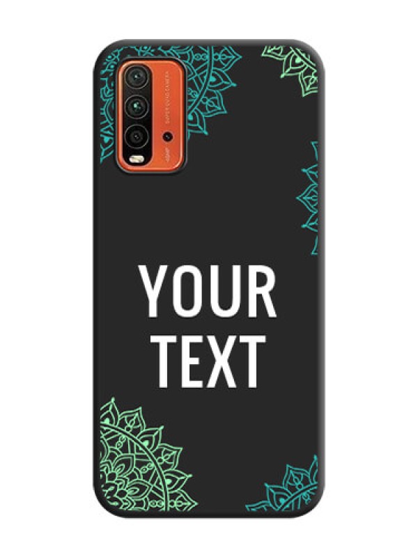 Custom Your Name with Floral Design on Space Black Custom Soft Matte Back Cover - Redmi 9 Power
