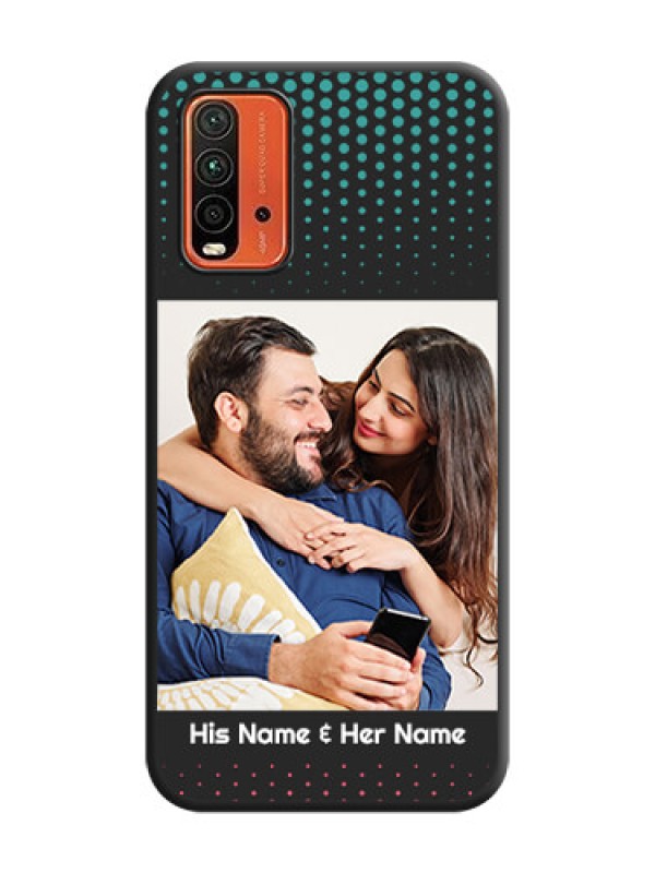 Custom Faded Dots with Grunge Photo Frame and Text on Space Black Custom Soft Matte Phone Cases - Redmi 9 Power