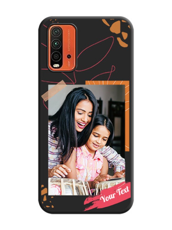 Custom Orange Photo Frame on Space Black Custom Soft Matte Phone Back Cover - Redmi 9 Power