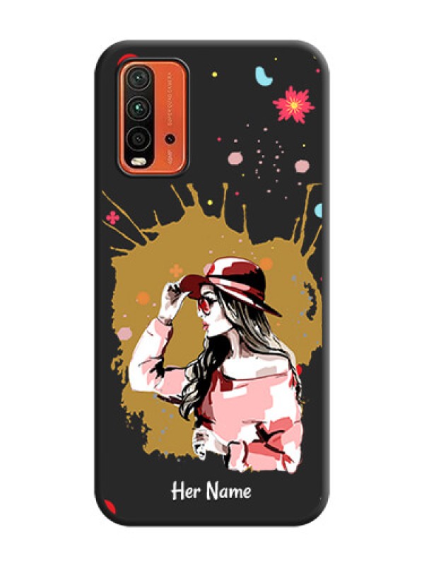 Custom Mordern Lady With Color Splash Background With Custom Text On Space Black Personalized Soft Matte Phone Covers -Xiaomi Redmi 9 Power