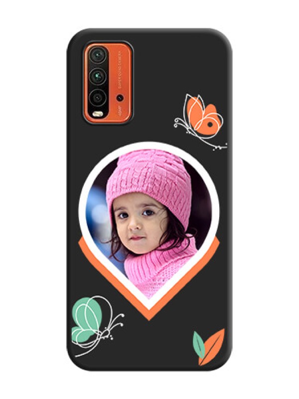Custom Upload Pic With Simple Butterly Design On Space Black Personalized Soft Matte Phone Covers -Xiaomi Redmi 9 Power