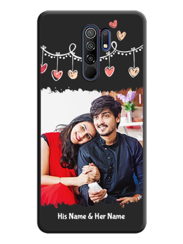 Custom Pink Love Hangings with Name on Space Black Custom Soft Matte Phone Cases - Redmi 9 Prime