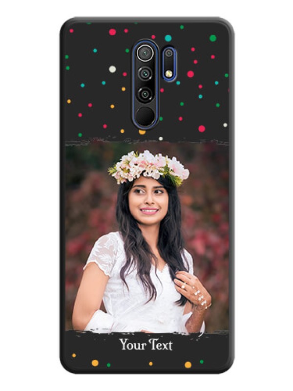 Custom Multicolor Dotted Pattern with Text on Space Black Custom Soft Matte Phone Back Cover - Redmi 9 Prime
