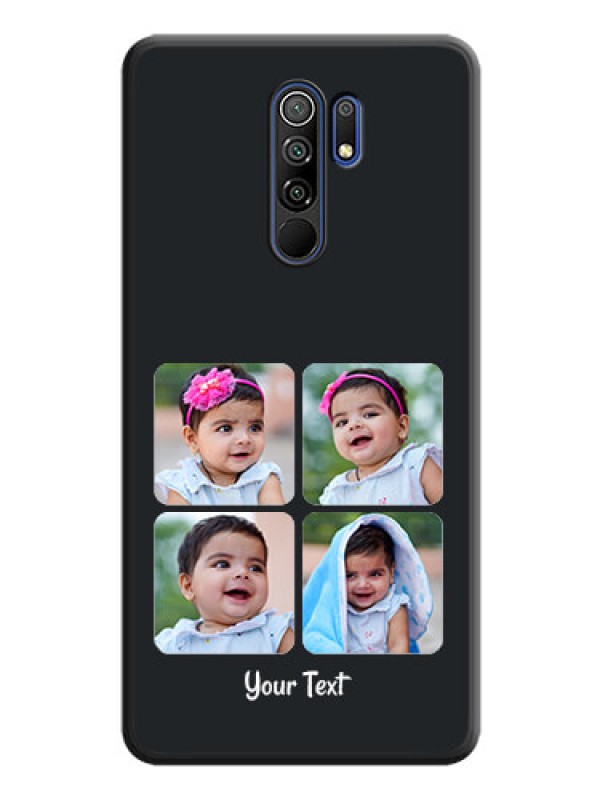 Custom Floral Art with 6 Image Holder on Photo on Space Black Soft Matte Mobile Case - Redmi 9 Prime