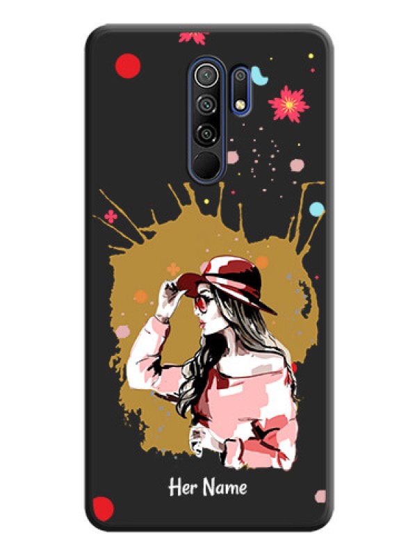 Custom Mordern Lady With Color Splash Background With Custom Text On Space Black Personalized Soft Matte Phone Covers -Xiaomi Redmi 9 Prime