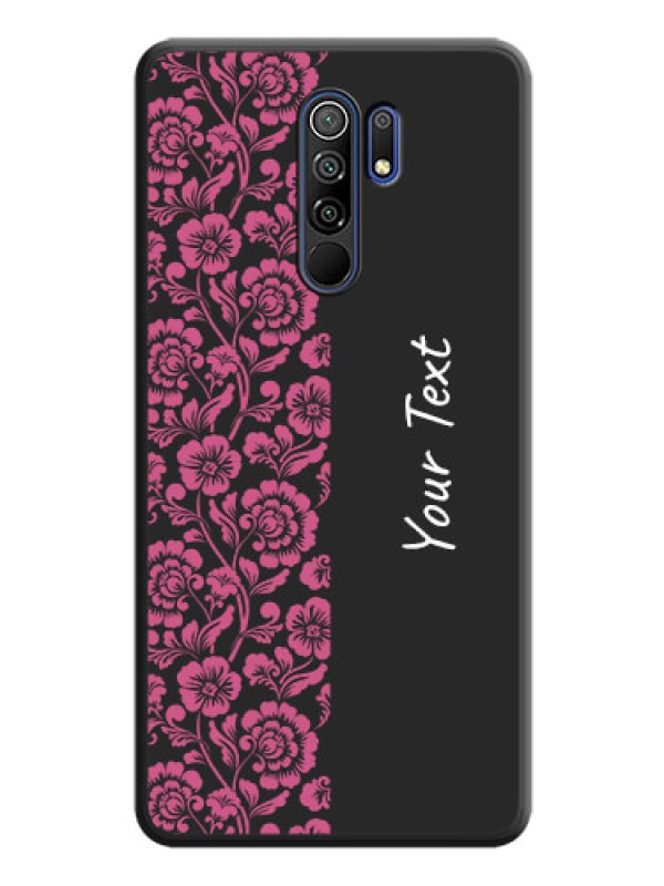 Custom Pink Floral Pattern Design With Custom Text On Space Black Personalized Soft Matte Phone Covers -Xiaomi Redmi 9 Prime