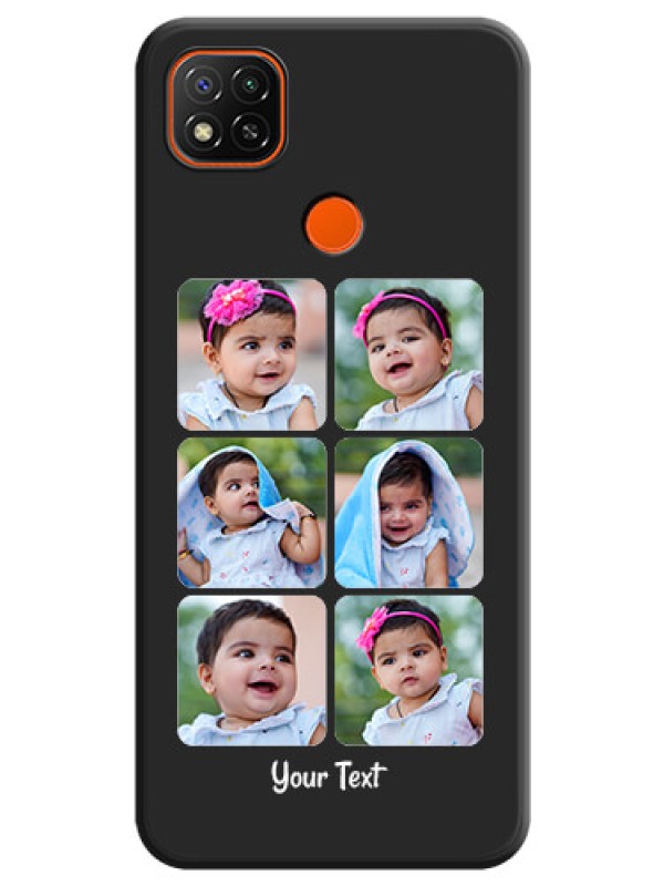 Custom Floral Art with 6 Image Holder on Photo on Space Black Soft Matte Mobile Case - Redmi 9