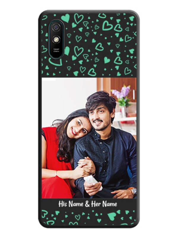 Custom Sea Green Indefinite Love Pattern on Photo on Space Black Soft Matte Mobile Cover - Redmi 9A Sport