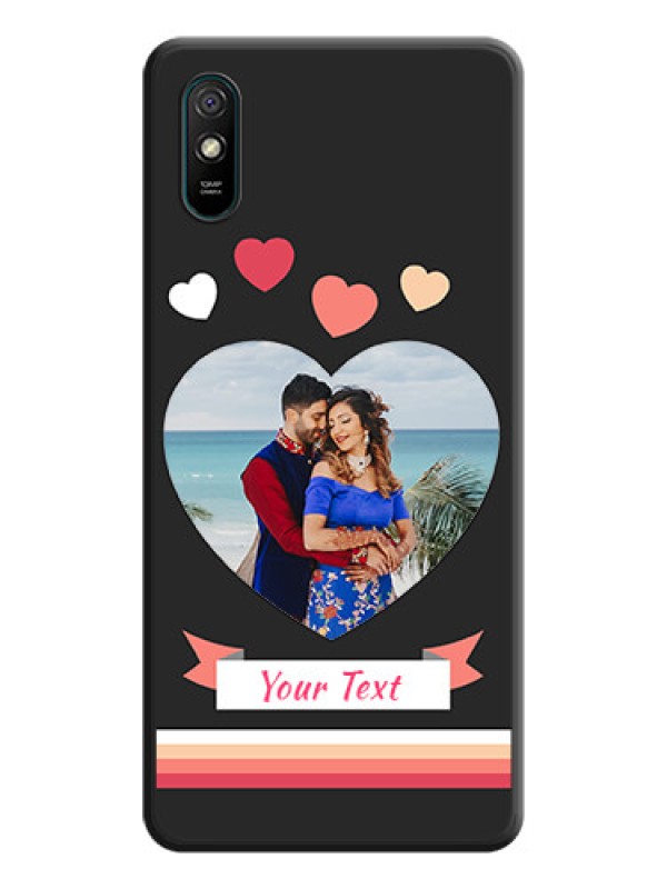 Custom Love Shaped Photo with Colorful Stripes on Personalised Space Black Soft Matte Cases - Redmi 9A Sport