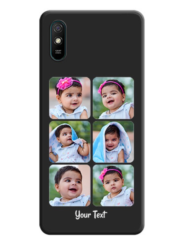 Custom Floral Art with 6 Image Holder on Photo on Space Black Soft Matte Mobile Case - Redmi 9A Sport