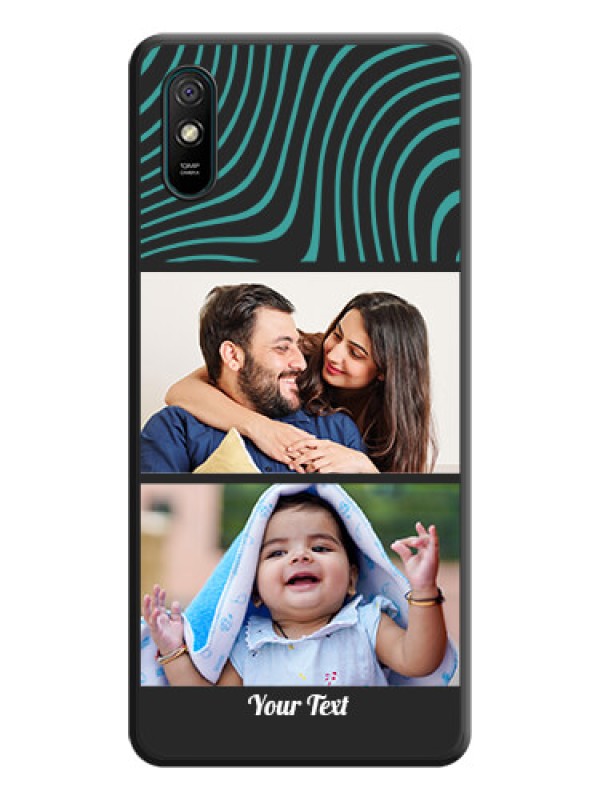 Custom Wave Pattern with 2 Image Holder on Space Black Personalized Soft Matte Phone Covers - Redmi 9A Sport