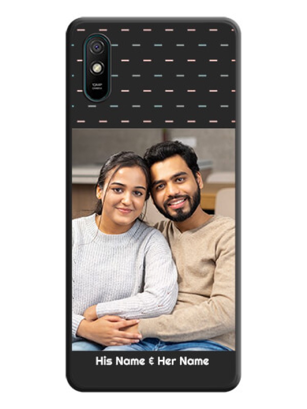 Custom Line Pattern Design with Text on Space Black Custom Soft Matte Phone Back Cover - Redmi 9A Sport