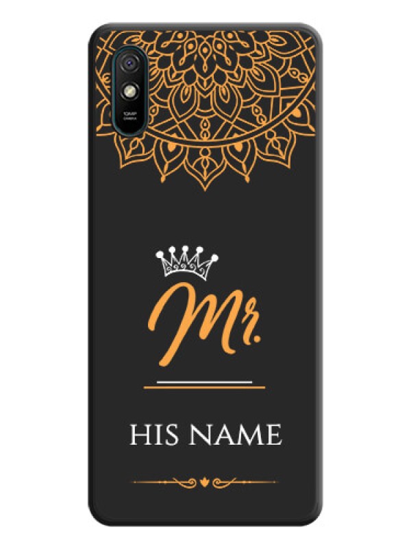 Custom Mr Name with Floral Design  on Personalised Space Black Soft Matte Cases - Redmi 9A Sport