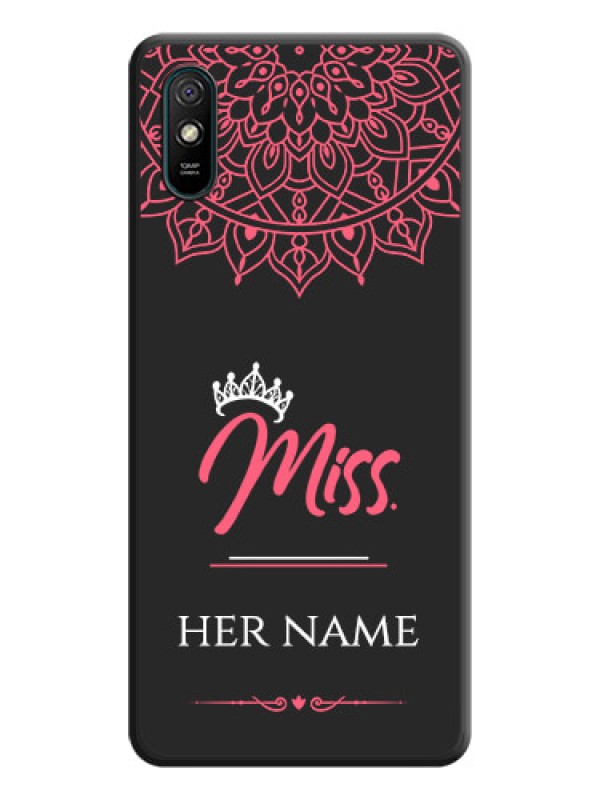 Custom Mrs Name with Floral Design on Space Black Personalized Soft Matte Phone Covers - Redmi 9A Sport