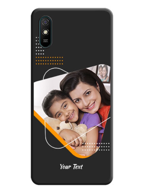 Custom Yellow Triangle on Photo on Space Black Soft Matte Phone Cover - Redmi 9A Sport