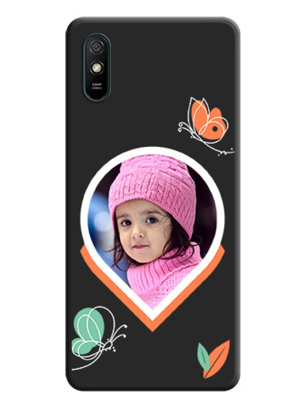 Custom Upload Pic With Simple Butterly Design On Space Black Personalized Soft Matte Phone Covers -Xiaomi Redmi 9A Sport
