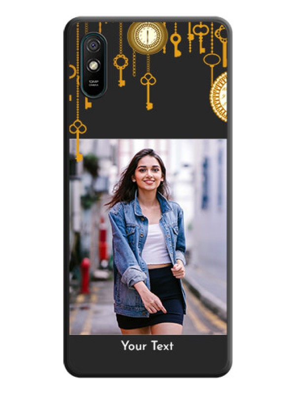 Custom Decorative Design with Text on Space Black Custom Soft Matte Back Cover - Redmi 9A