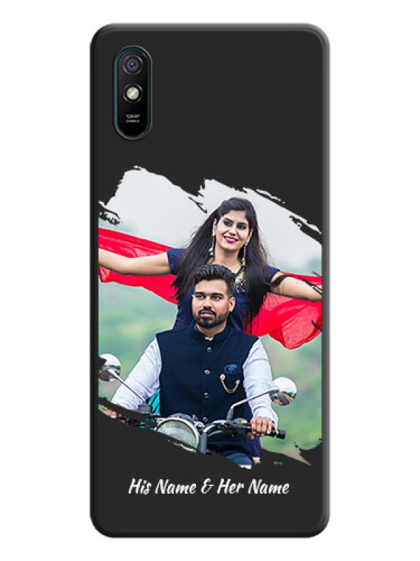 Custom Grunge Brush Strokes on Photo on Space Black Soft Matte Back Cover - Redmi 9A
