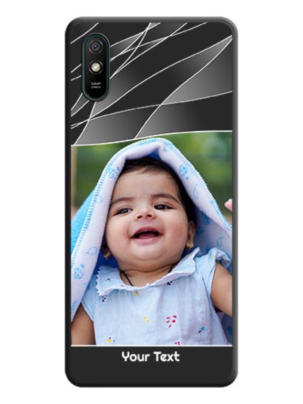 Custom Mixed Wave Lines on Photo on Space Black Soft Matte Mobile Cover - Redmi 9i Sport