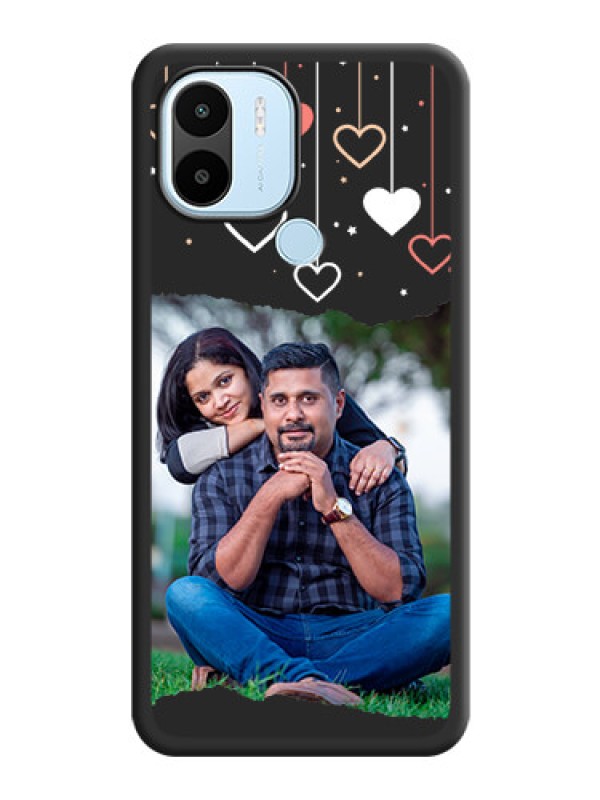 Custom Love Hangings with Splash Wave Picture on Space Black Custom Soft Matte Phone Back Cover - Xiaomi Redmi A1 Plus