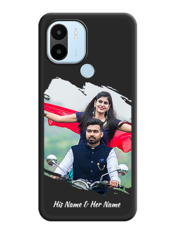 Custom Grunge Brush Strokes on Photo on Space Black Soft Matte Back Cover - Xiaomi Redmi A1 Plus