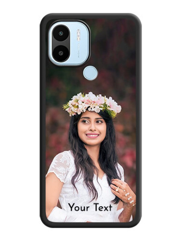 Custom Full Single Pic Upload With Text On Space Black Personalized Soft Matte Phone Covers -Xiaomi Redmi A1 Plus