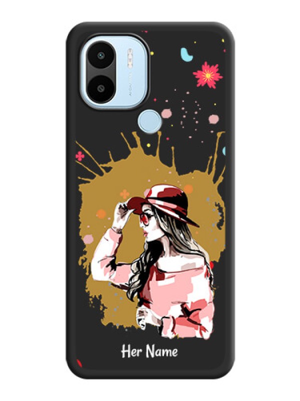 Custom Mordern Lady With Color Splash Background With Custom Text On Space Black Personalized Soft Matte Phone Covers -Xiaomi Redmi A1 Plus