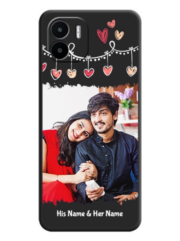Custom Pink Love Hangings with Name on Space Black Custom Soft Matte Phone Cases - Xiaomi Redmi A1