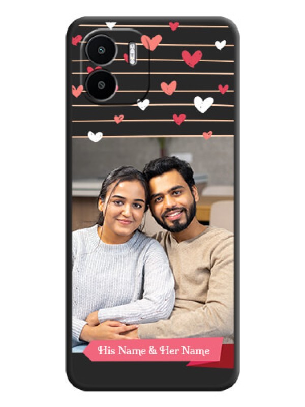 Custom Love Pattern with Name on Pink Ribbon  on Photo on Space Black Soft Matte Back Cover - Xiaomi Redmi A1