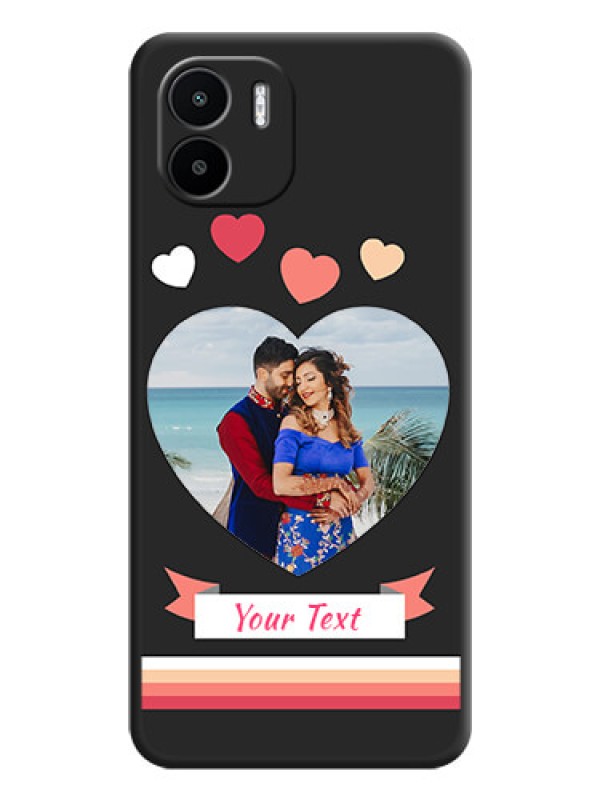 Custom Love Shaped Photo with Colorful Stripes on Personalised Space Black Soft Matte Cases - Xiaomi Redmi A1