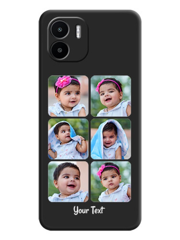 Custom Floral Art with 6 Image Holder on Photo on Space Black Soft Matte Mobile Case - Xiaomi Redmi A1