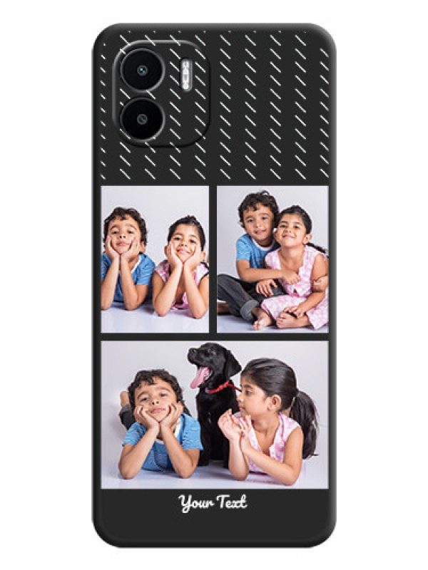Custom Cross Dotted Pattern with 2 Image Holder  on Personalised Space Black Soft Matte Cases - Xiaomi Redmi A1
