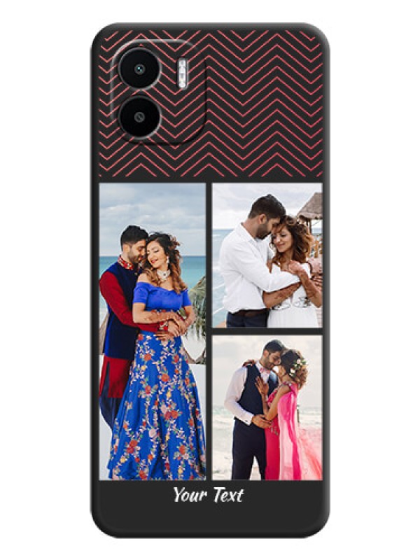 Custom Wave Pattern with 3 Image Holder on Space Black Custom Soft Matte Back Cover - Xiaomi Redmi A1
